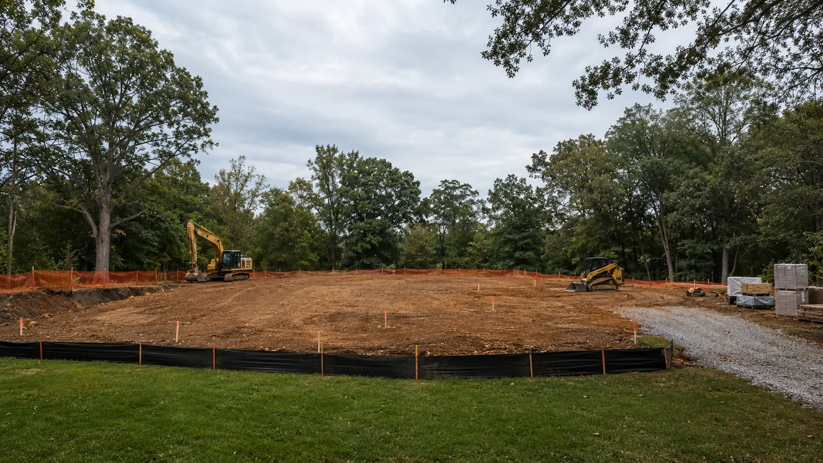 Site preparation — grading, access and layout